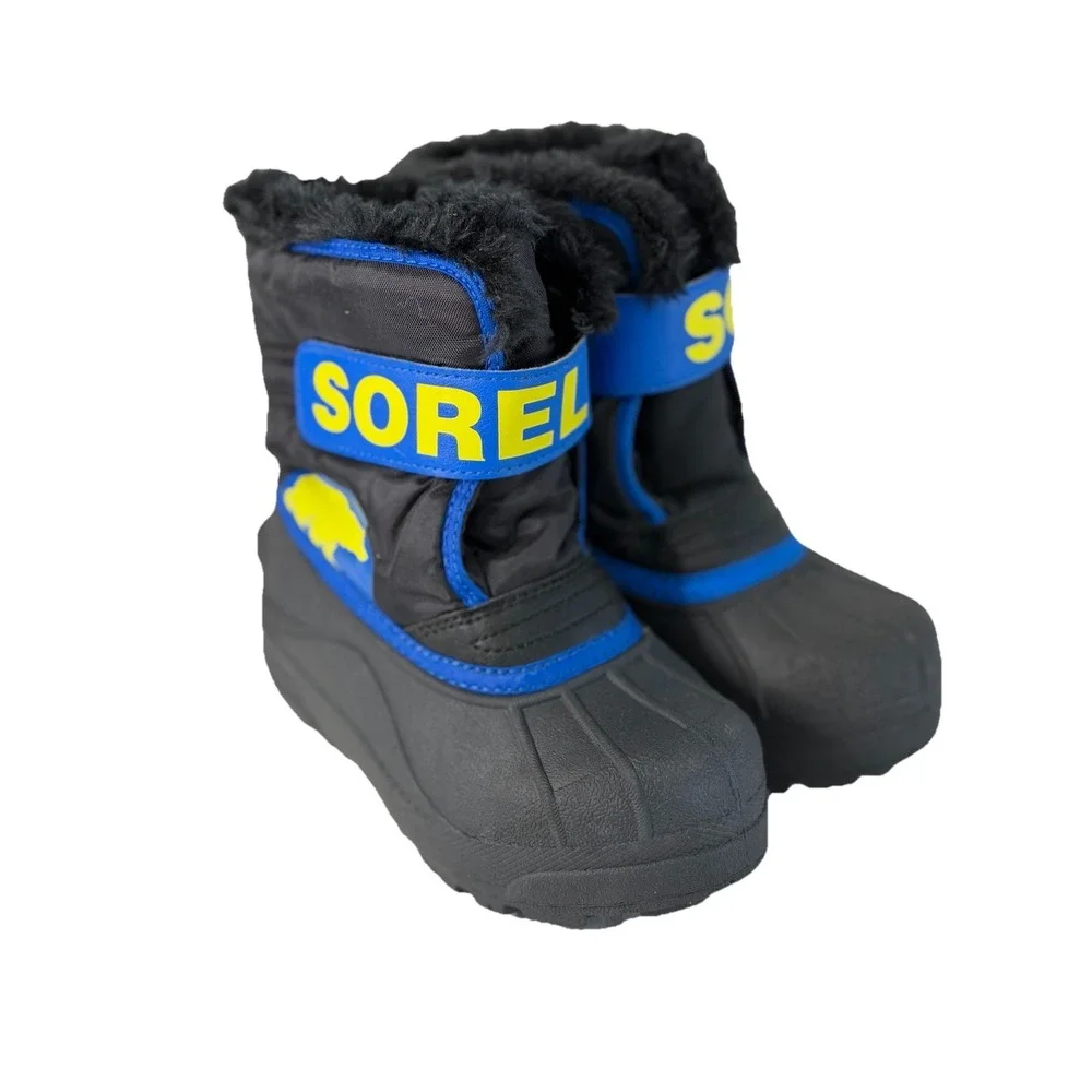 Sorel Snow‎ Commander Boots Black Blue Fleece Lined Winter Snow  Toddler Size 10